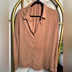 Rust Button-Up Blouse